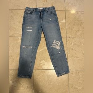 Garage light denim mom jean